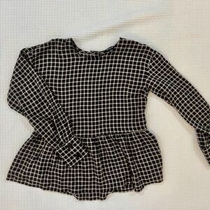 Black and White Checkered Long Sleeve Top